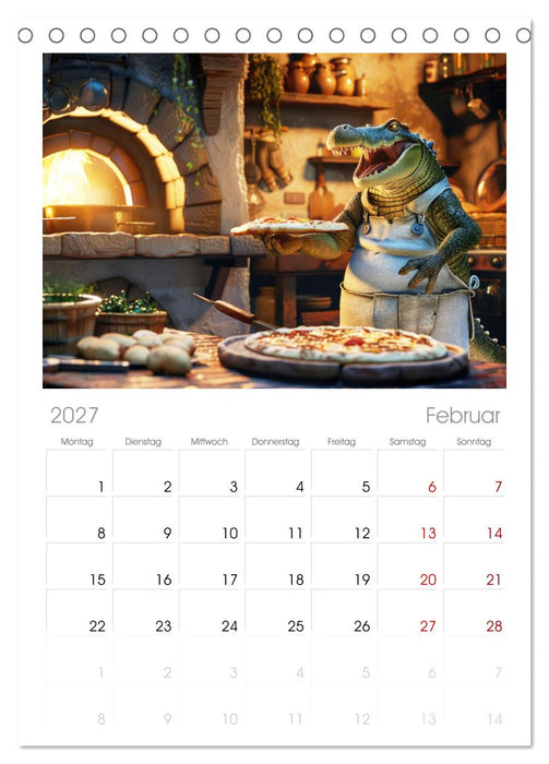 Tierisch lustige Pizzabäcker (CALVENDO Tischplaner A5H 2027)