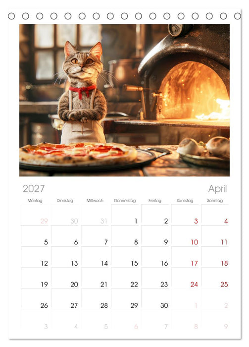 Tierisch lustige Pizzabäcker (CALVENDO Tischplaner A5H 2027)