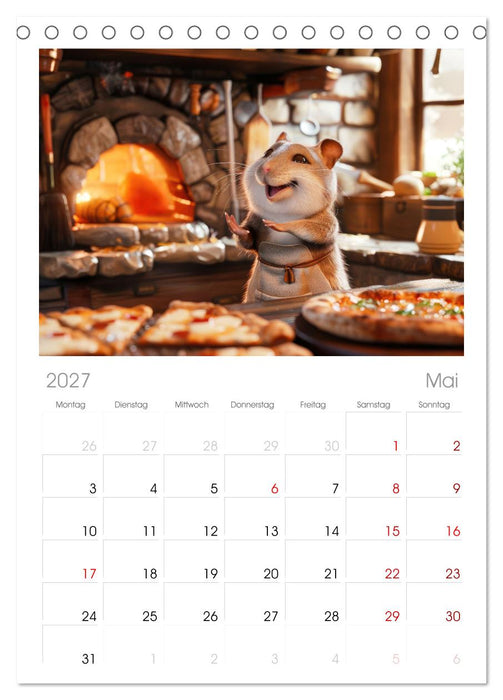 Tierisch lustige Pizzabäcker (CALVENDO Tischplaner A5H 2027)