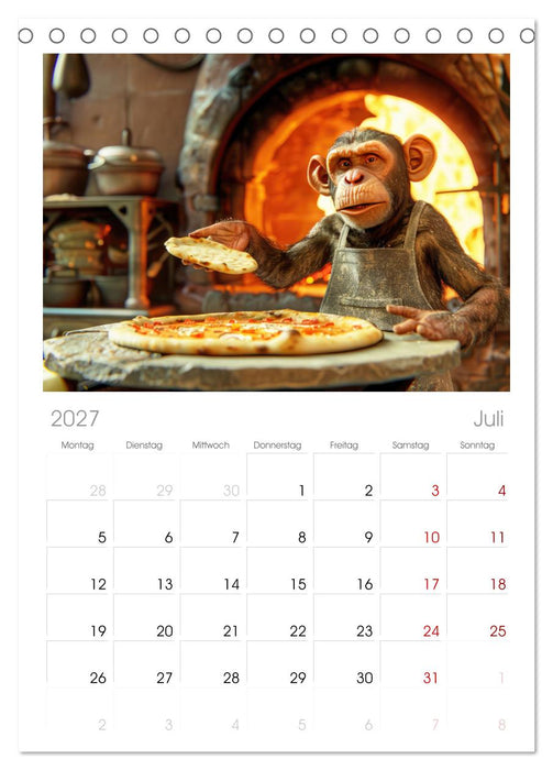 Tierisch lustige Pizzabäcker (CALVENDO Tischplaner A5H 2027)