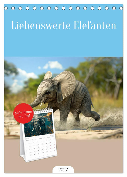 Liebenswerte Elefanten (CALVENDO Tischplaner A5H 2027)