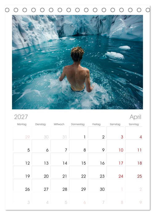 Eisbaden (CALVENDO Tischplaner A5H 2027)