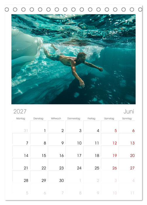Eisbaden (CALVENDO Tischplaner A5H 2027)
