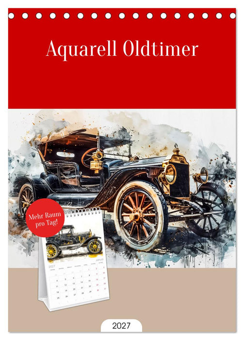 Aquarell Oldtimer (CALVENDO Tischplaner A5H 2027)