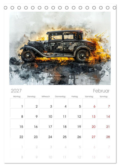 Aquarell Oldtimer (CALVENDO Tischplaner A5H 2027)