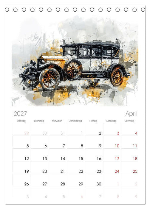 Aquarell Oldtimer (CALVENDO Tischplaner A5H 2027)