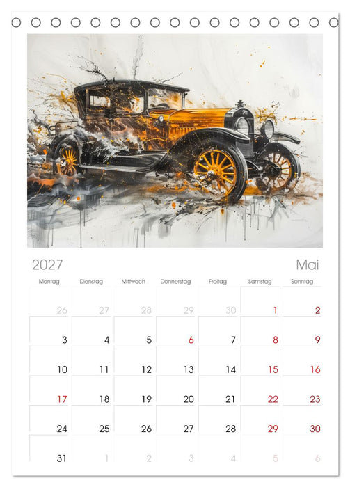 Aquarell Oldtimer (CALVENDO Tischplaner A5H 2027)