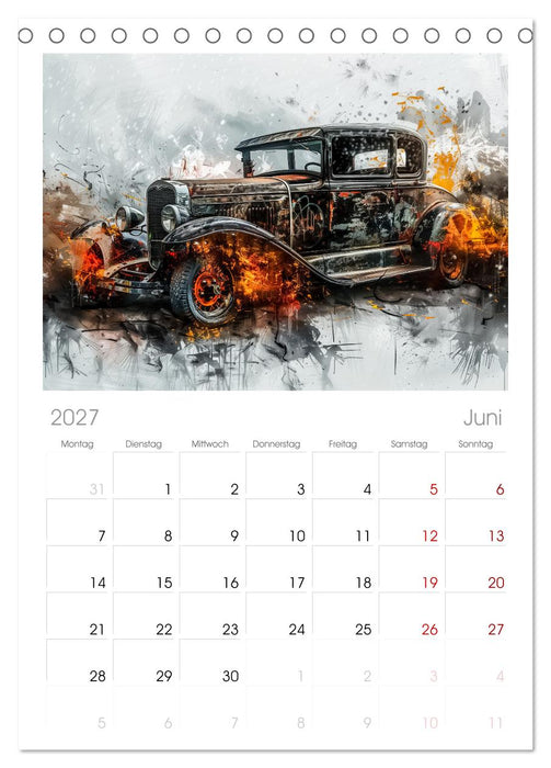 Aquarell Oldtimer (CALVENDO Tischplaner A5H 2027)