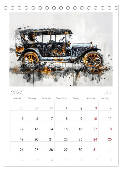 Aquarell Oldtimer (CALVENDO Tischplaner A5H 2027)