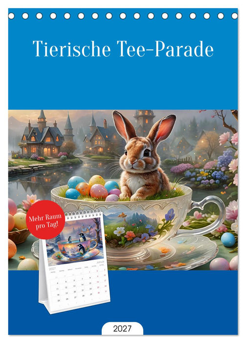 Tierische Tee-Parade (CALVENDO Tischplaner A5H 2027)