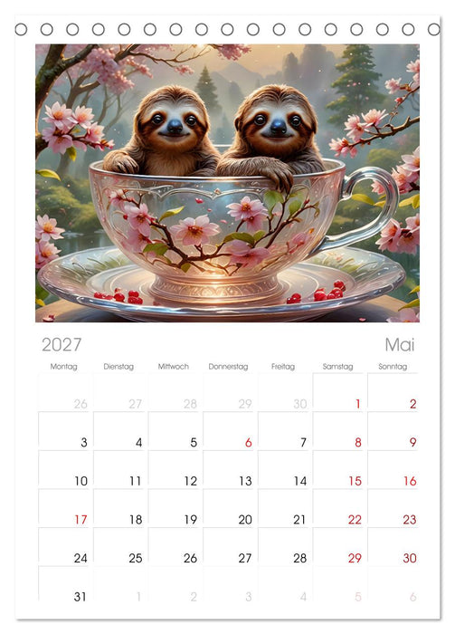 Tierische Tee-Parade (CALVENDO Tischplaner A5H 2027)