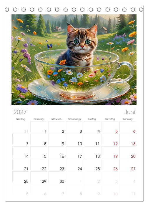Tierische Tee-Parade (CALVENDO Tischplaner A5H 2027)