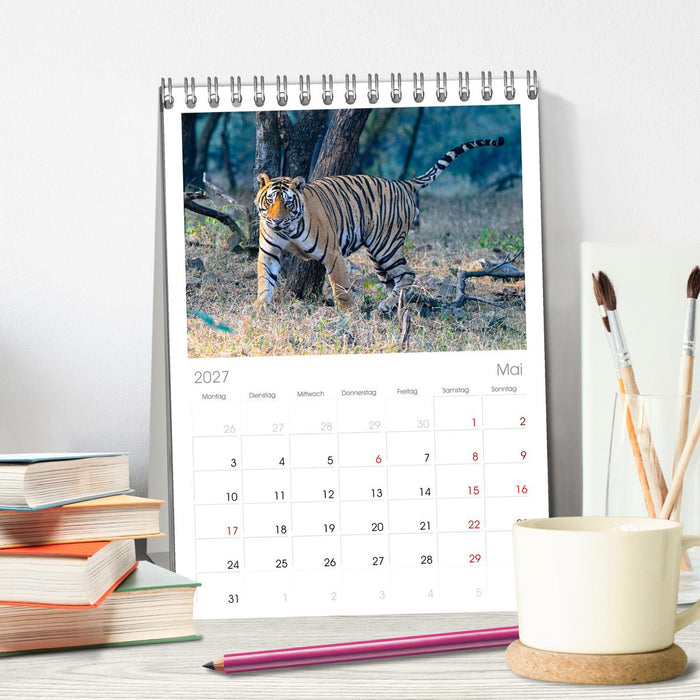 Tiger von Ranthambore (CALVENDO Tischplaner A5H 2027)