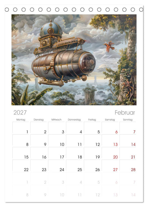 Steampunk Luftschiffe mit einer surrealen Note (CALVENDO Tischplaner A5H 2027)