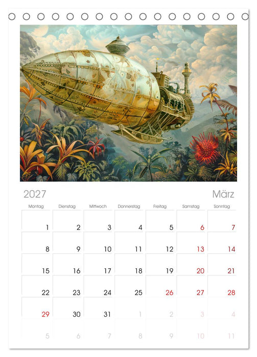 Steampunk Luftschiffe mit einer surrealen Note (CALVENDO Tischplaner A5H 2027)