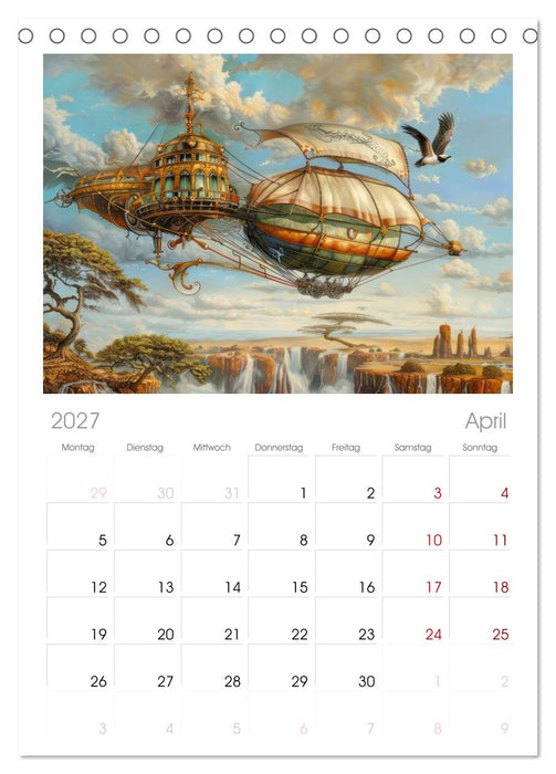 Steampunk Luftschiffe mit einer surrealen Note (CALVENDO Tischplaner A5H 2027)