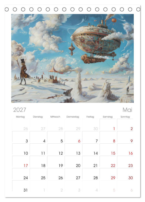Steampunk Luftschiffe mit einer surrealen Note (CALVENDO Tischplaner A5H 2027)