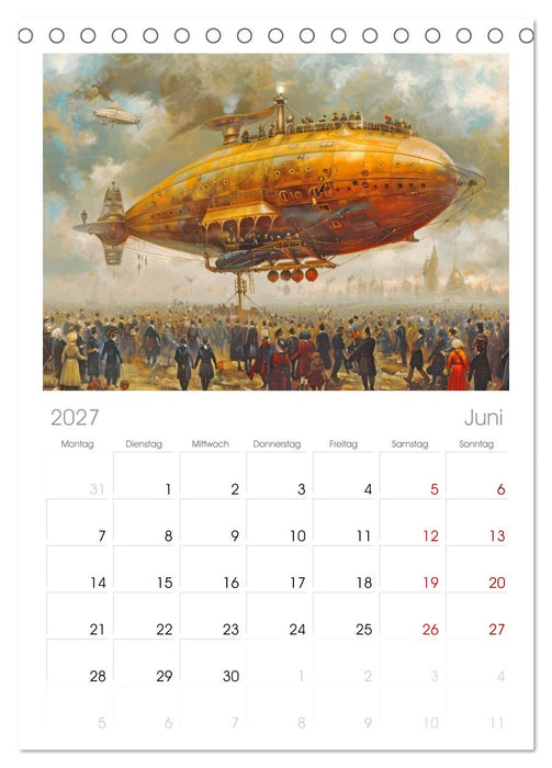 Steampunk Luftschiffe mit einer surrealen Note (CALVENDO Tischplaner A5H 2027)