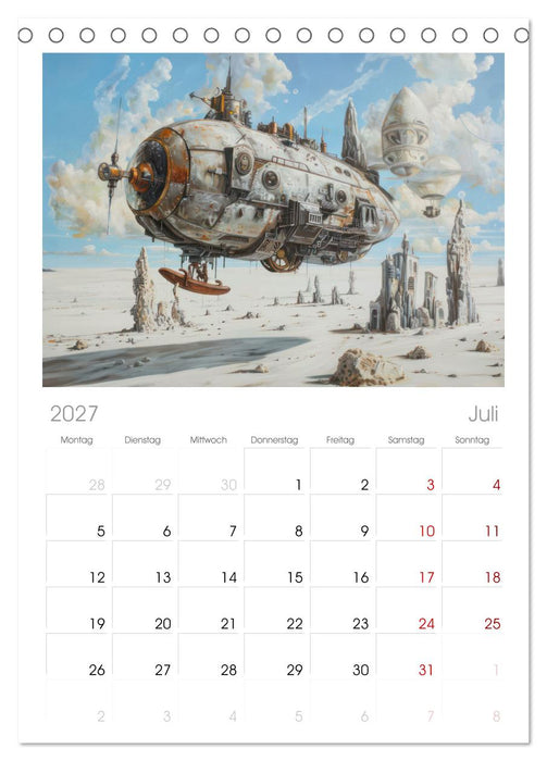 Steampunk Luftschiffe mit einer surrealen Note (CALVENDO Tischplaner A5H 2027)