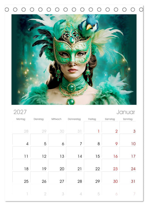 Maskerade Deluxe (CALVENDO Tischplaner A5H 2027)