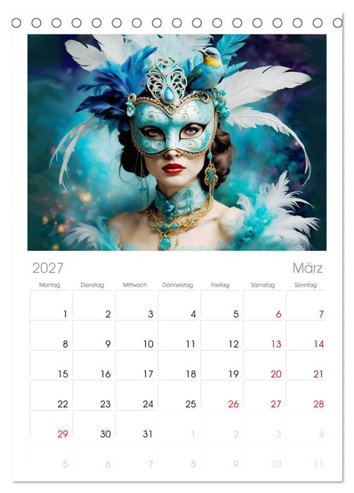 Maskerade Deluxe (CALVENDO Tischplaner A5H 2027)