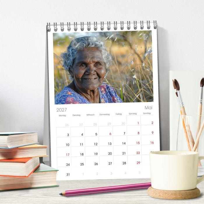 Aborigines - Farben des Outback (CALVENDO Tischplaner A5H 2027)