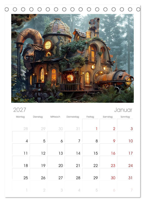 Steampunk Domizile (CALVENDO Tischplaner A5H 2027)