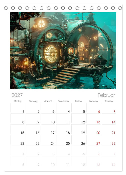 Steampunk Domizile (CALVENDO Tischplaner A5H 2027)