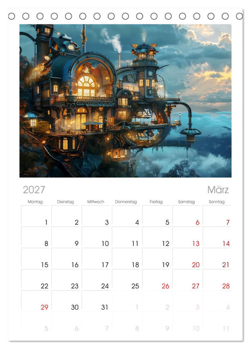 Steampunk Domizile (CALVENDO Tischplaner A5H 2027)
