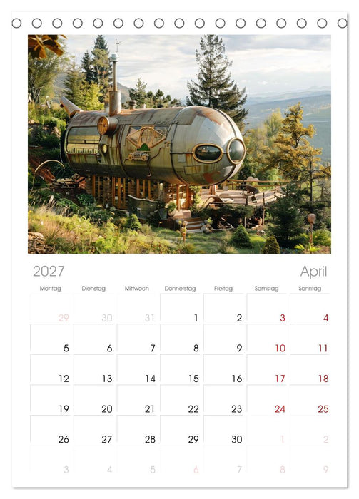 Steampunk Domizile (CALVENDO Tischplaner A5H 2027)