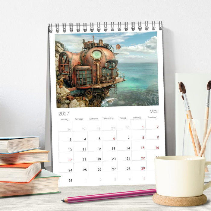 Steampunk Domizile (CALVENDO Tischplaner A5H 2027)