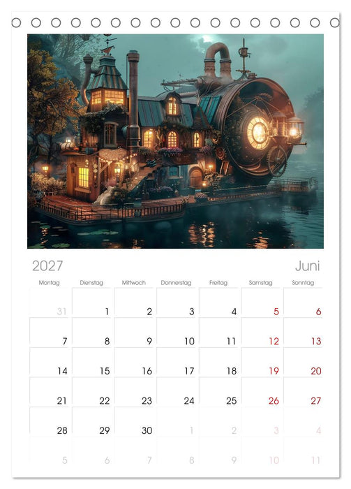 Steampunk Domizile (CALVENDO Tischplaner A5H 2027)