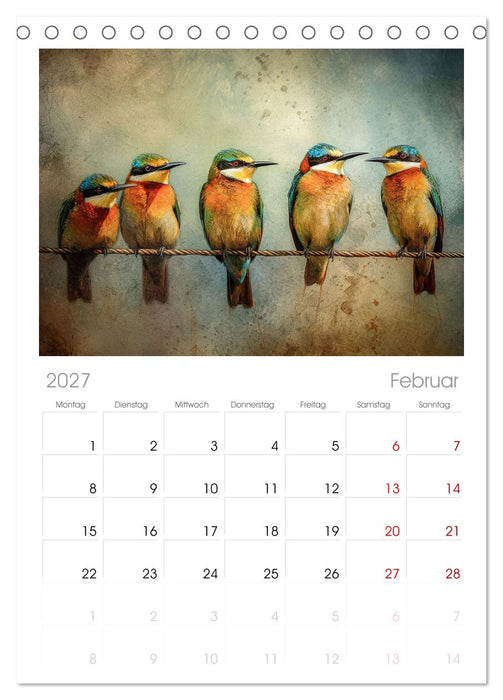 Kunstvolle Vögel (CALVENDO Tischplaner A5H 2027)