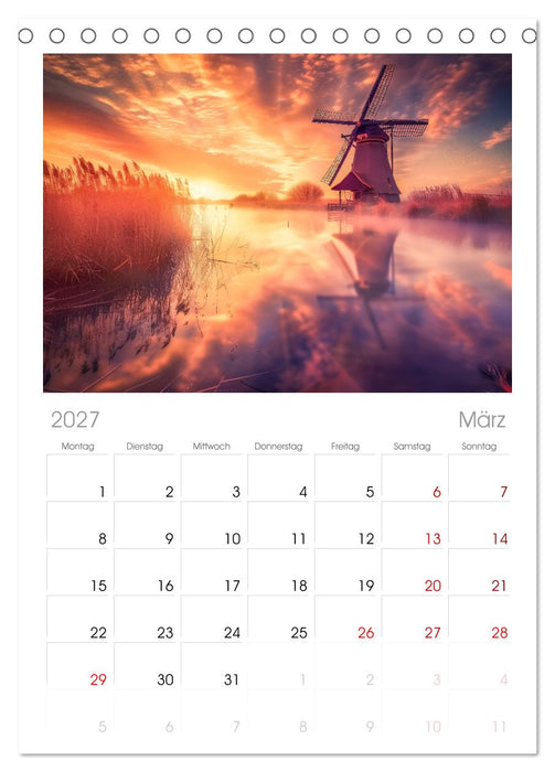 Märchenhaft Windmühlen (CALVENDO Tischplaner A5H 2027)