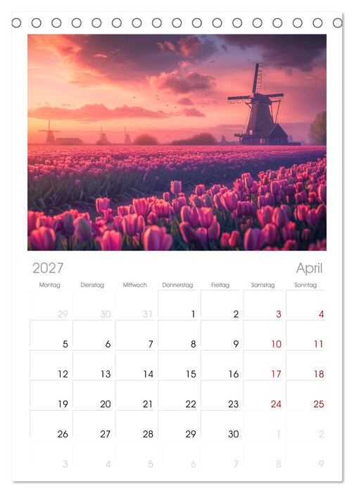 Märchenhaft Windmühlen (CALVENDO Tischplaner A5H 2027)