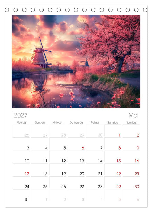 Märchenhaft Windmühlen (CALVENDO Tischplaner A5H 2027)