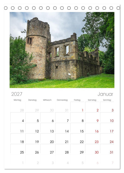 Romantische Ruinen (CALVENDO Tischplaner A5H 2027)