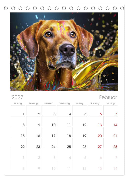 Splash - Hunde im Farbrausch (CALVENDO Tischplaner A5H 2027)
