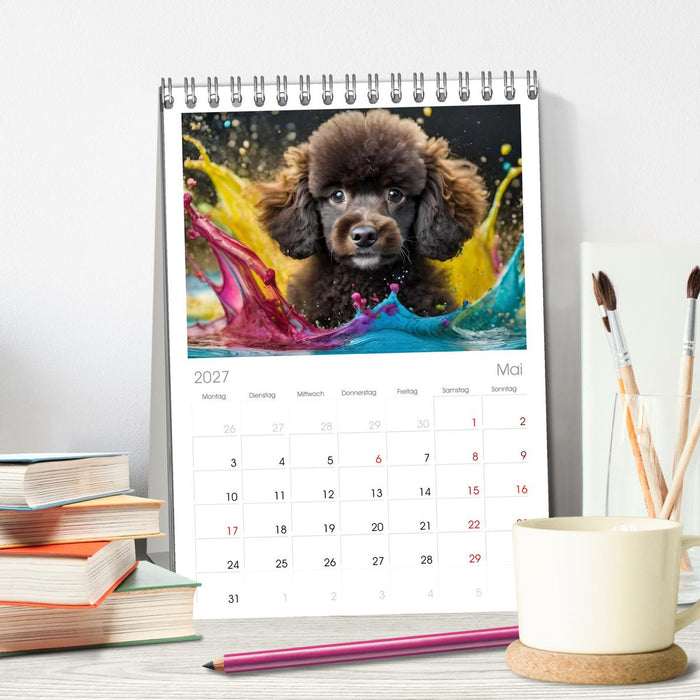 Splash - Hunde im Farbrausch (CALVENDO Tischplaner A5H 2027)
