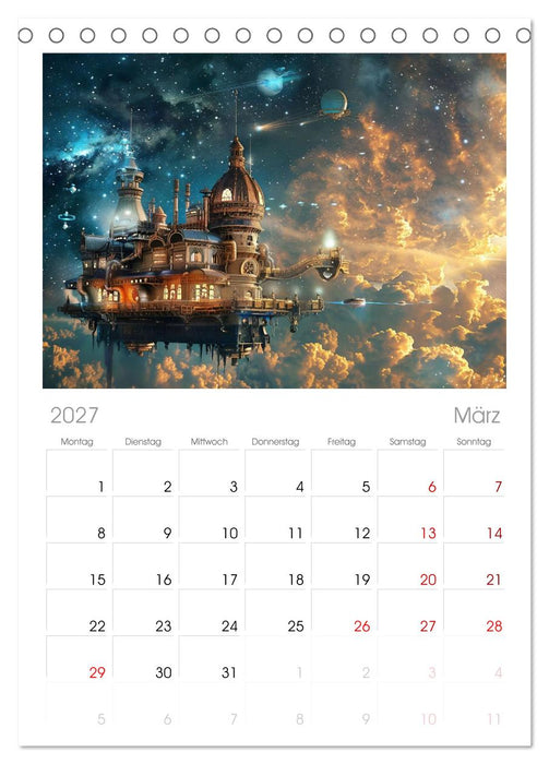 Steampunk im Weltall (CALVENDO Tischplaner A5H 2027)