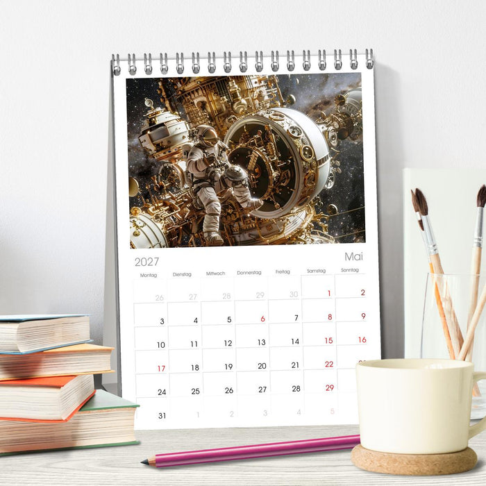 Steampunk im Weltall (CALVENDO Tischplaner A5H 2027)