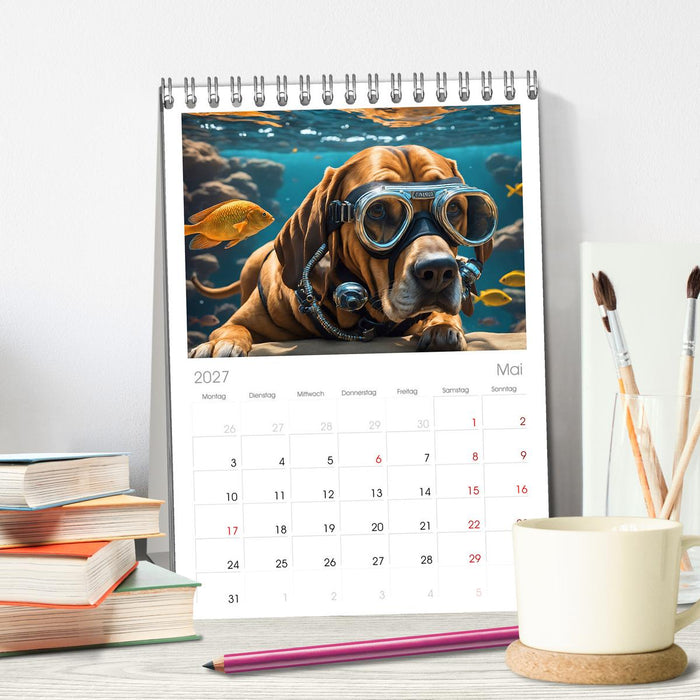 Hunde abgetaucht (CALVENDO Tischplaner A5H 2027)