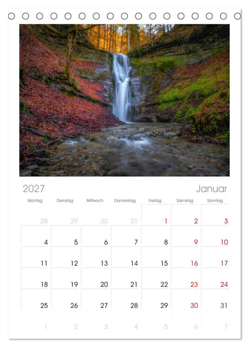 Wasserfallwelt Schweiz (CALVENDO Tischplaner A5H 2027)