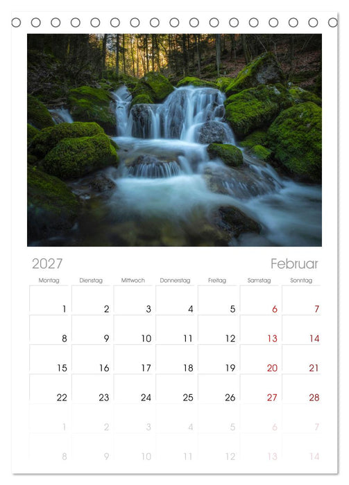 Wasserfallwelt Schweiz (CALVENDO Tischplaner A5H 2027)