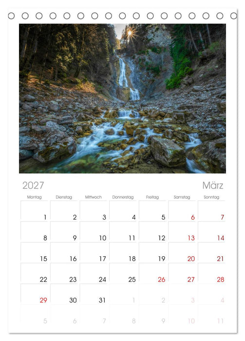 Wasserfallwelt Schweiz (CALVENDO Tischplaner A5H 2027)