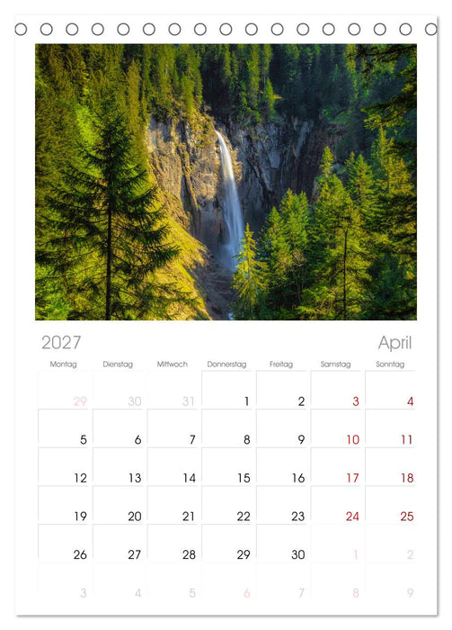 Wasserfallwelt Schweiz (CALVENDO Tischplaner A5H 2027)
