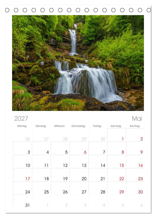 Wasserfallwelt Schweiz (CALVENDO Tischplaner A5H 2027)