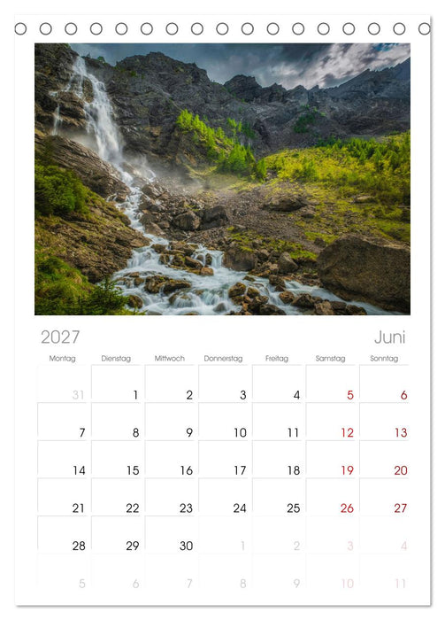 Wasserfallwelt Schweiz (CALVENDO Tischplaner A5H 2027)