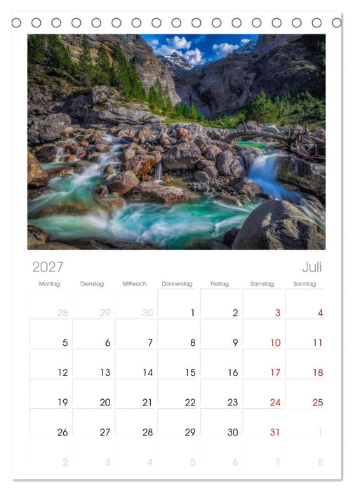 Wasserfallwelt Schweiz (CALVENDO Tischplaner A5H 2027)
