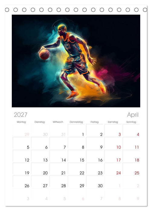 Faszination Basketball (CALVENDO Tischplaner A5H 2027)